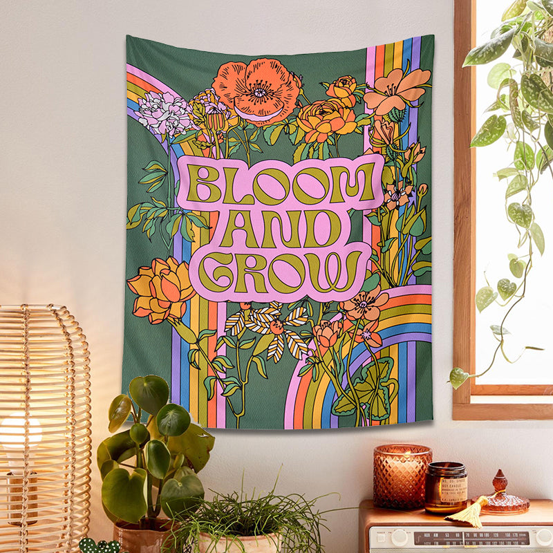 70s retro rainbow flower tapestry, view 6 - MRSLM