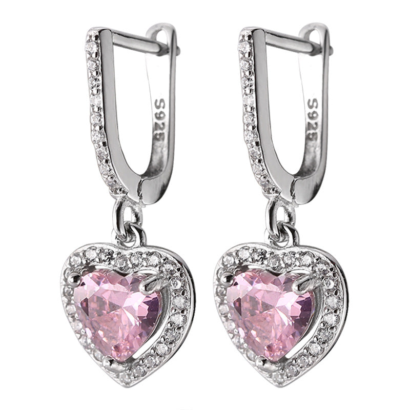 sterling silver heart stud earrings, view 8 - MRSLM