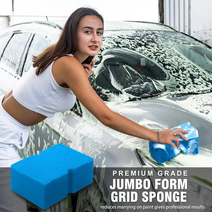 Car Wash Sponge Large Cross Cut Soft Foam Grid Super Absorbent Sponge