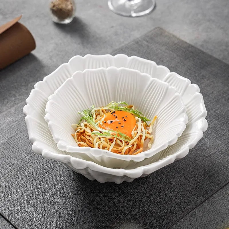 flower shaped ceramic deep bowl, view 5 - MRSLM