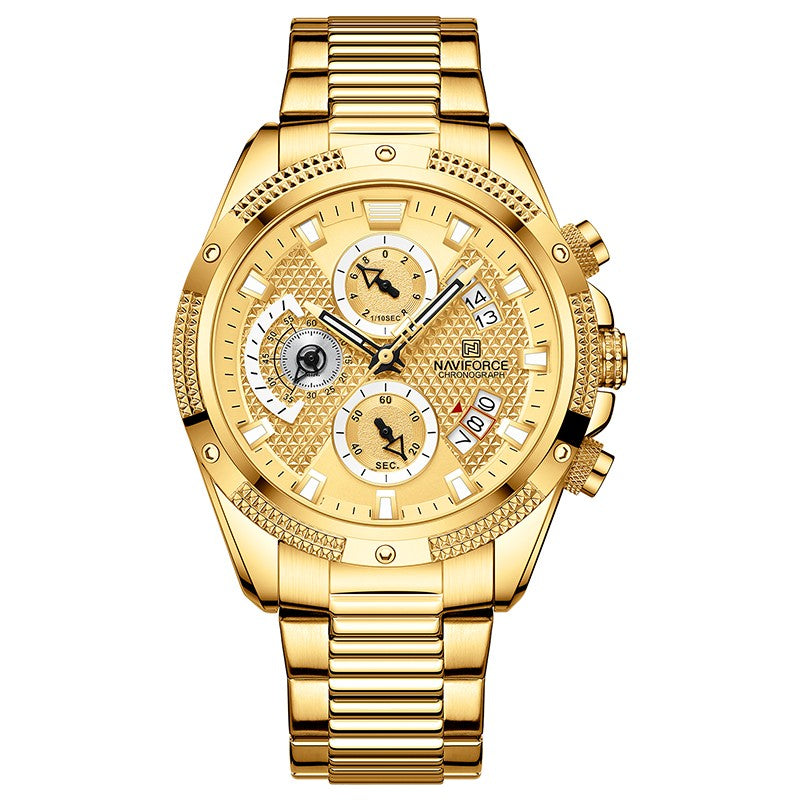 men's large dial stainless steel quartz watch, view 2 - MRSLM