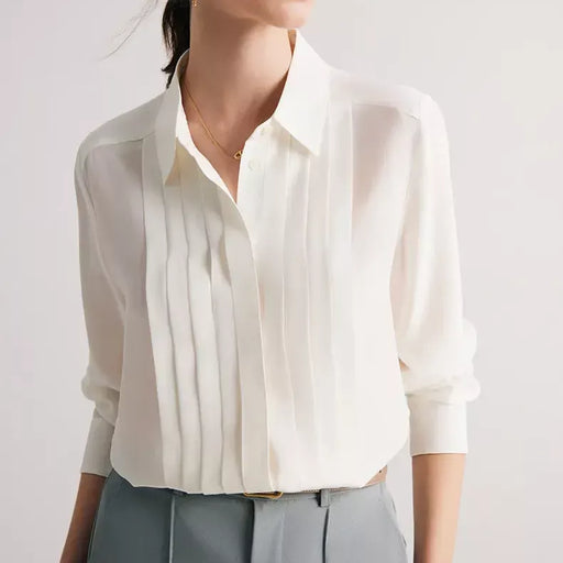 White mulberry silk blouse, view 2 - MRSLM