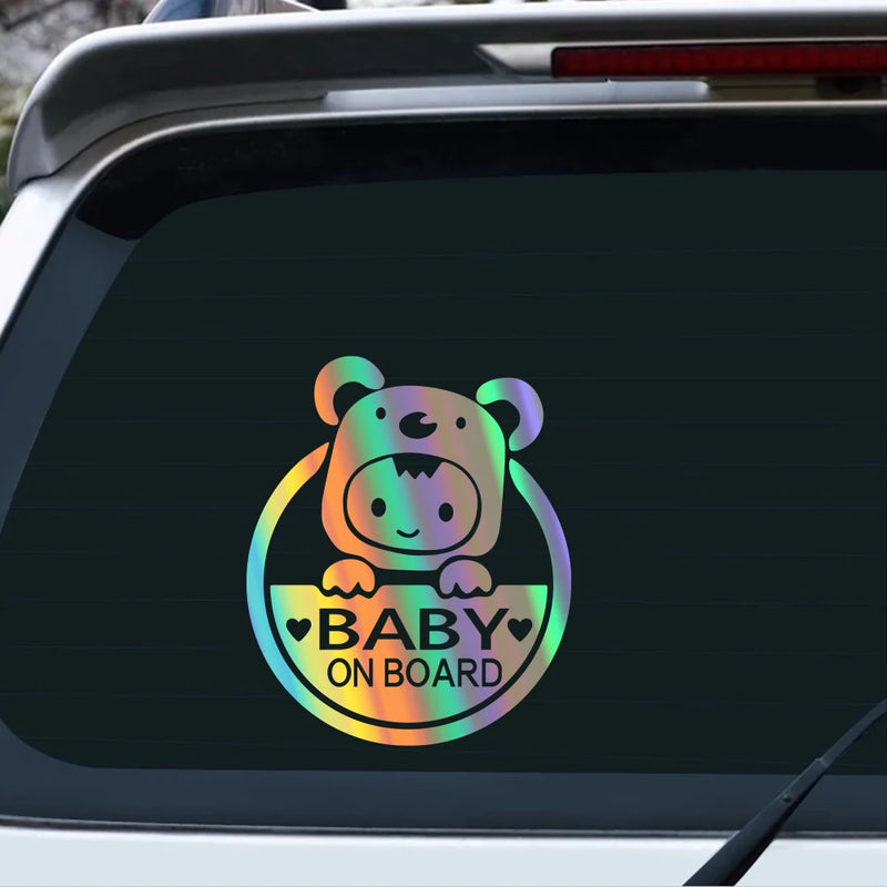 reflective baby on board car decal, view 9 - MRSLM