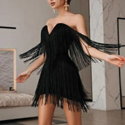 Tassel bandage bodycon mini dress, view 3 - MRSLM