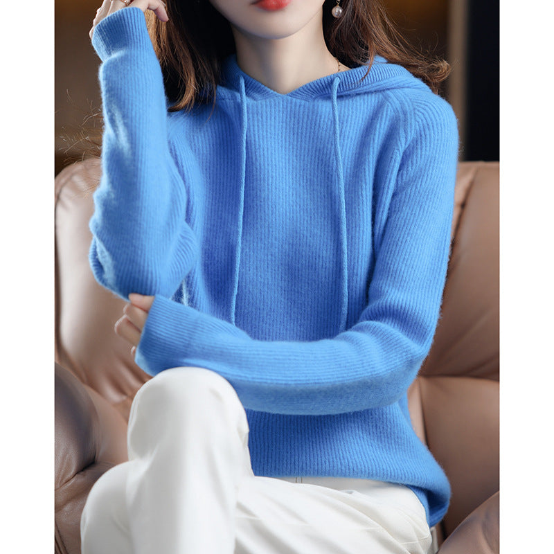 Hooded Cashmere Sweater Women's Pullover Loose Short Hooded Sweater
