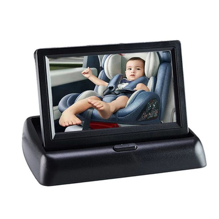 5" HD Baby Car Mirror Monitor: Infrared Night Vision, 150° View, Foldable LCD