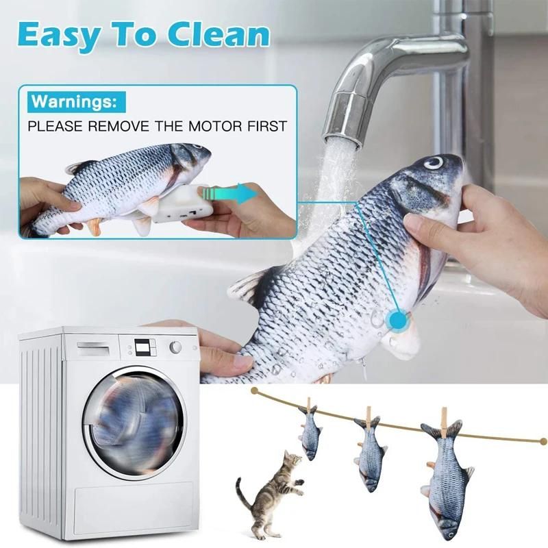 interactive 3D plush fish toy for cats, view 10 - MRSLM