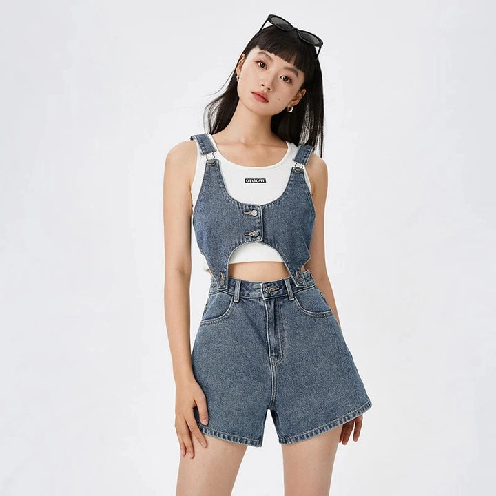 Women's Short Strap Top and Loose Shorts Set