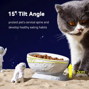 planet shape ceramic pet bowl, view 6 - MRSLM