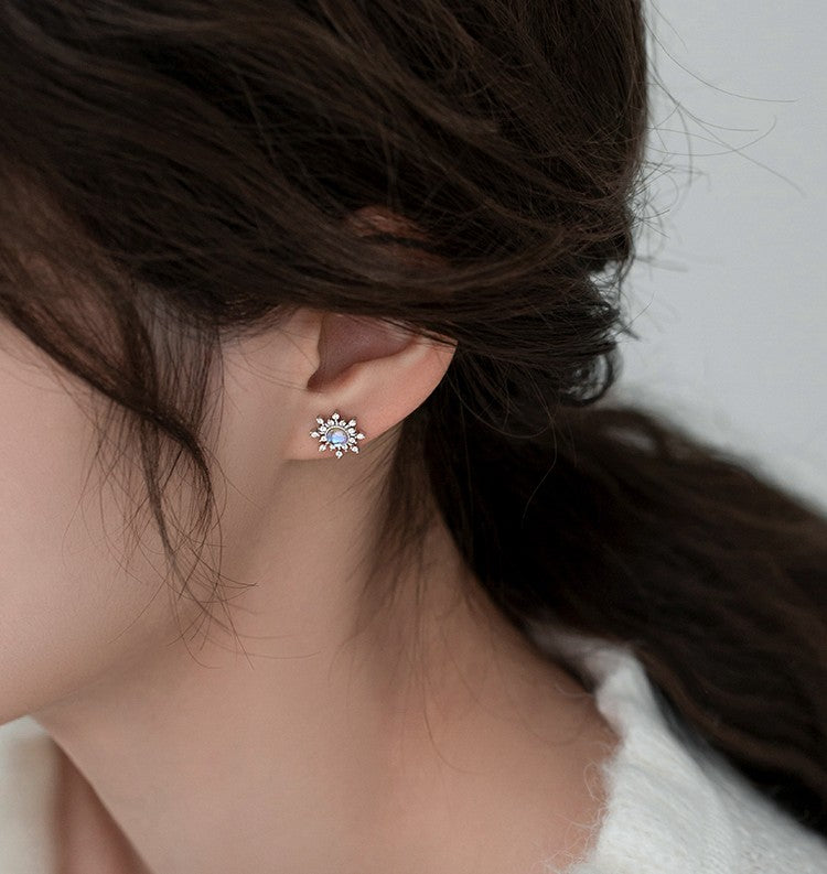 925 silver sun stud earrings, view 2 - MRSLM