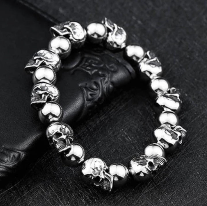 Mens Fashion Simple Titanium Skull Bracelet