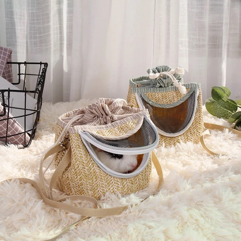 straw-woven parrot backpack cage - MRSLM