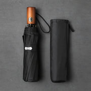 automatic windproof golf umbrella with wooden handle, view 9 - MRSLM