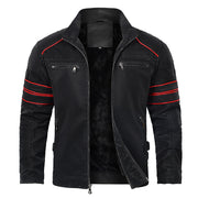 mens stand collar brushed pu leather jacket, view 5 - MRSLM