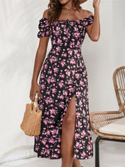 Women's printed long strapless dress, view 5 - MRSLM
