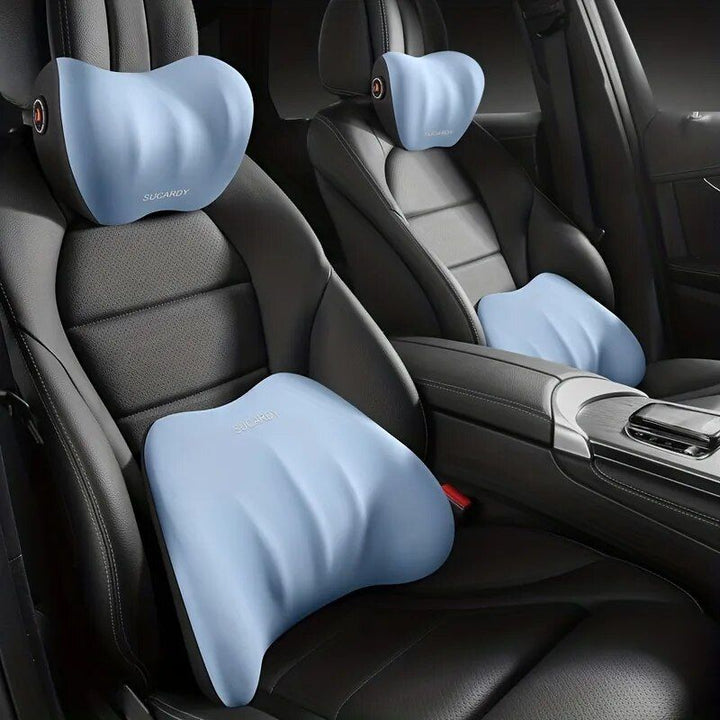 Memory Foam Car Seat Lumbar and Headrest Support Pillow