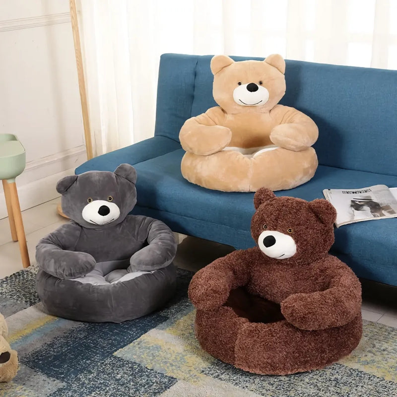 Cama de pelúcia para animais de estimação em formato de urso de pelúcia