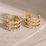 18K gold plated chunky bamboo hoop earrings - MRSLM