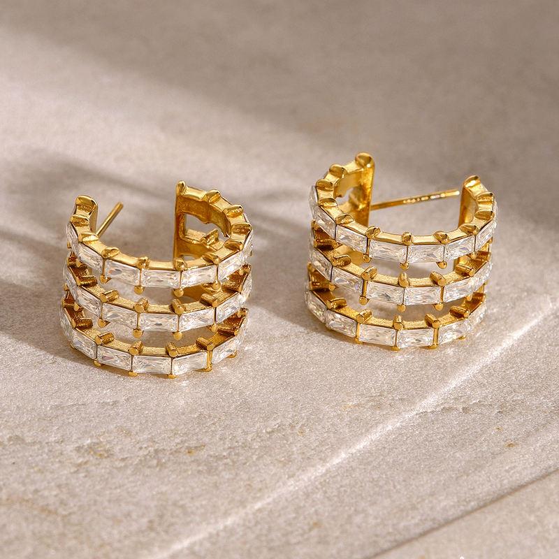 18K gold plated chunky bamboo hoop earrings - MRSLM