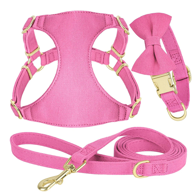 bowtie dog collar harness leash set, view 4 - MRSLM