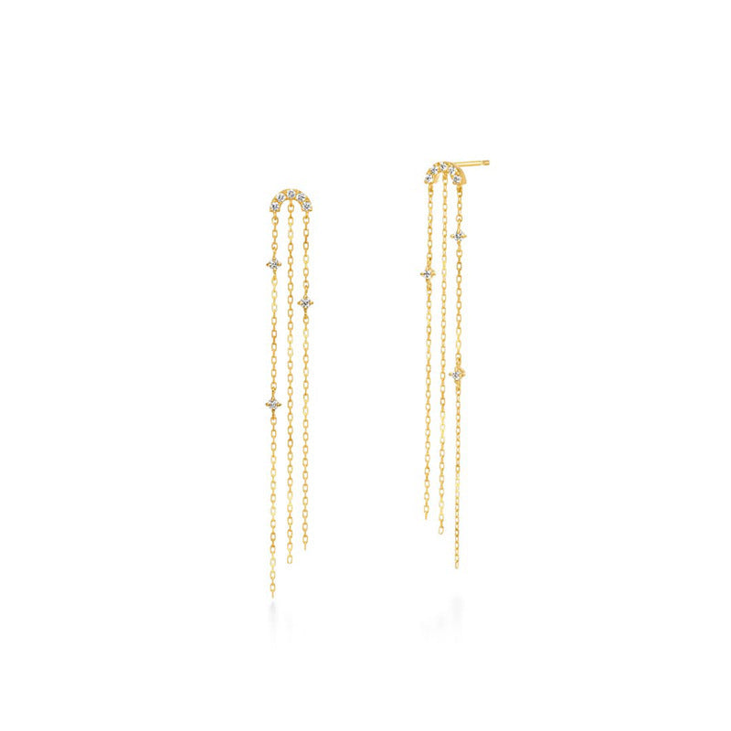 925 silver rainbow star moon fringe earrings, view 2 - MRSLM