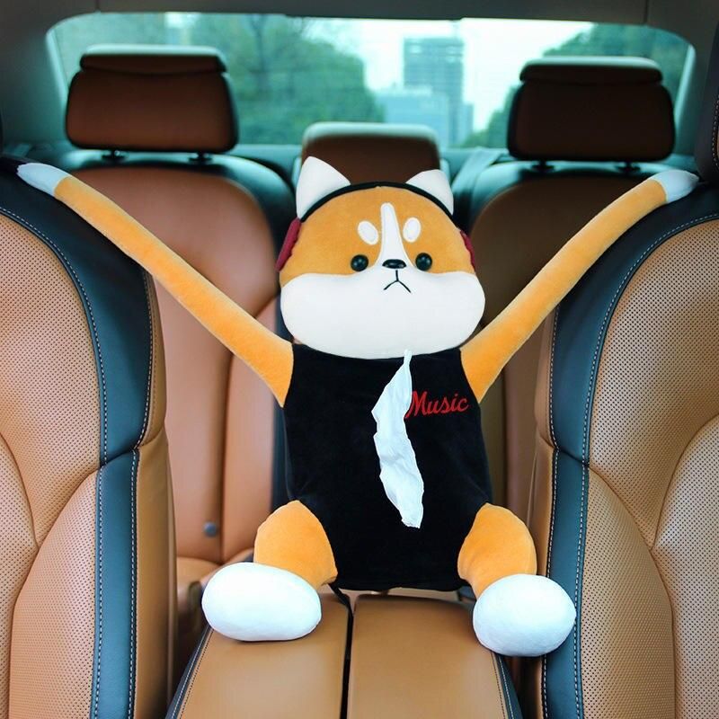 Cute Cartoon Car Tissue Holder - Sun Visor & Armrest Compatible