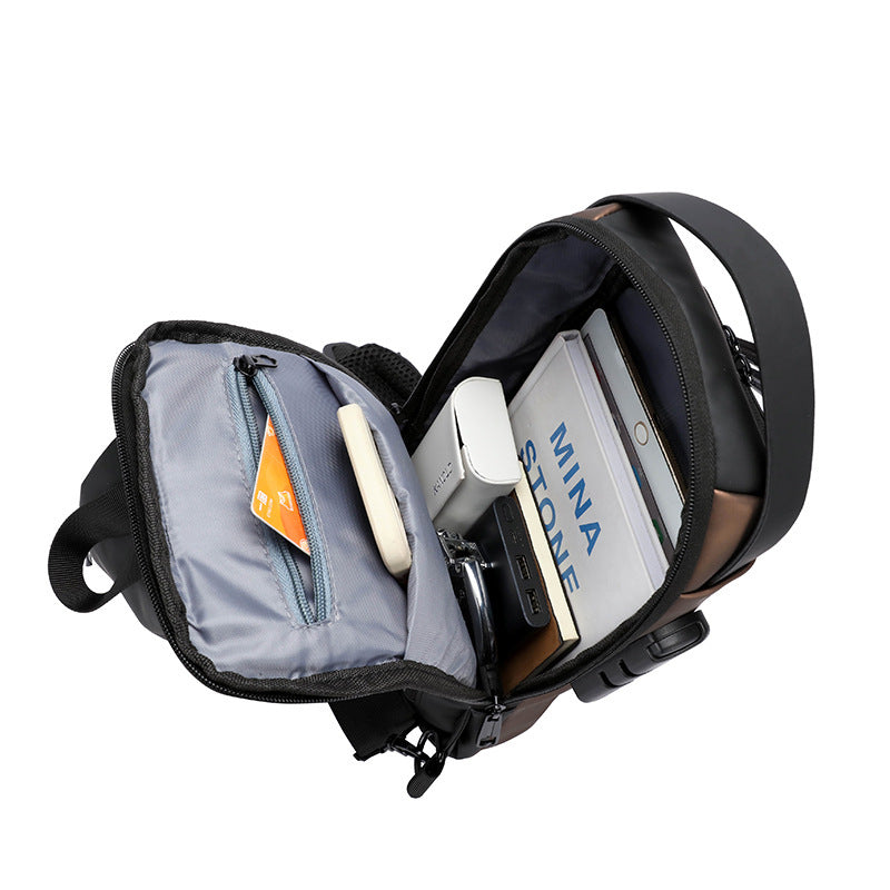 Bolsa masculina de lazer com fechadura de senha e grande capacidade.