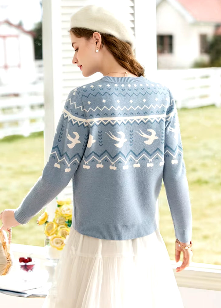 women's knit crew neck sweater, view 4 - MRSLM