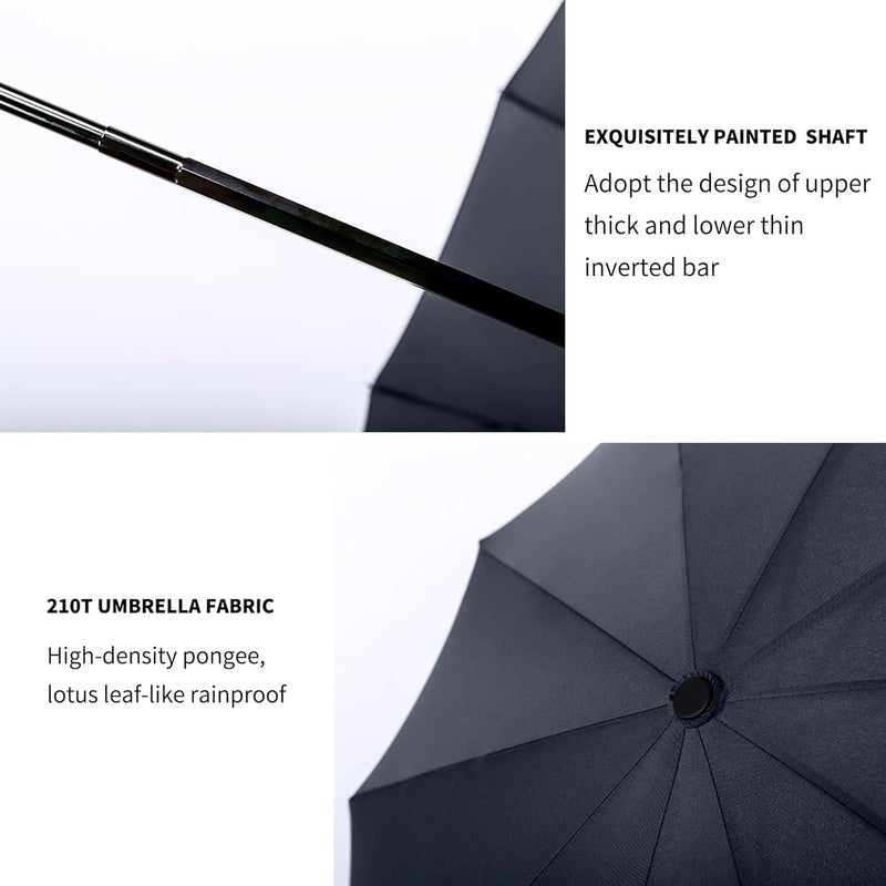 large automatic folding umbrella with wooden handle, view 9 - MRSLM