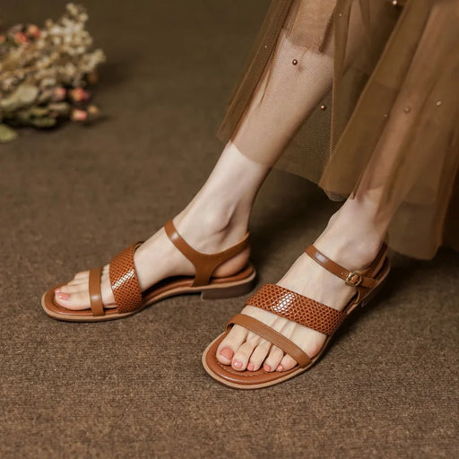 Retro women's leather sandals - MRSLM