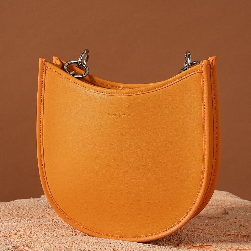 Genuine leather circular shoulder bag, view 3 - MRSLM