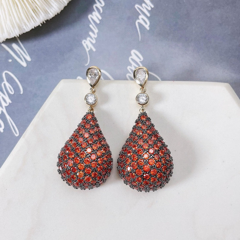micro inlaid water drop earrings, view 3 - MRSLM