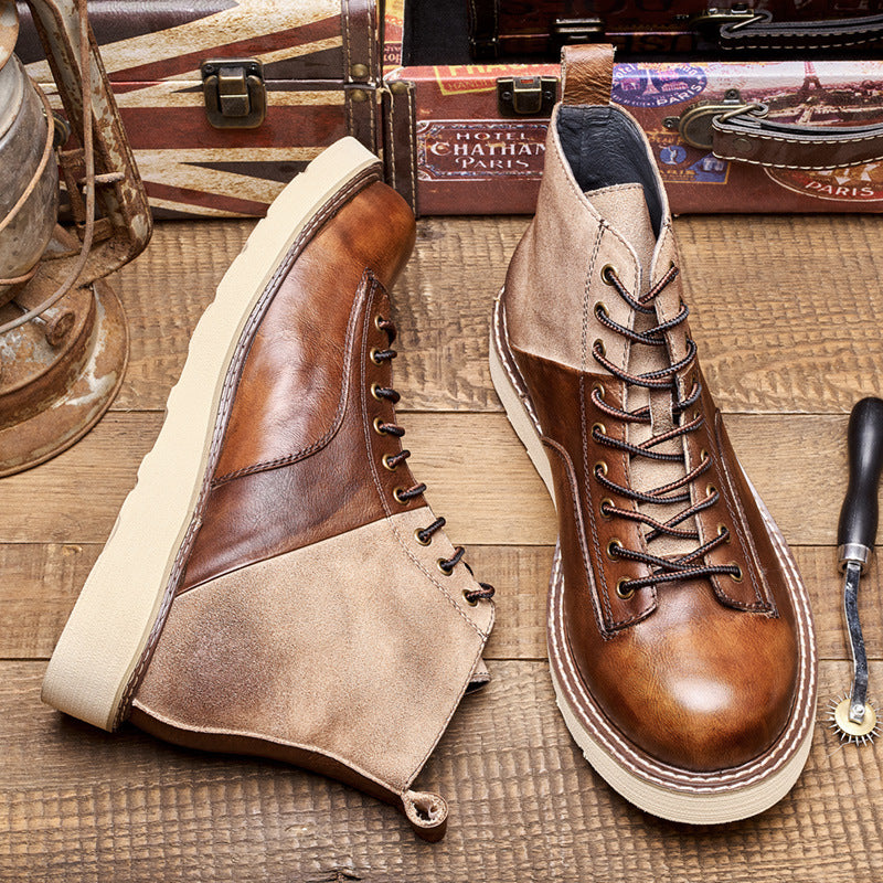 Vintage-Motorradstiefeletten aus Leder für Herren