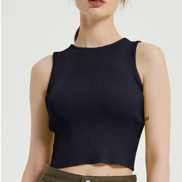 Sleeveless Knitted Crop Top