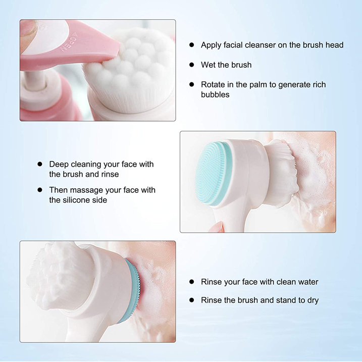 Soft Silicone Facial Cleansing Brush - Double-Sided Massage and Deep Cleanse