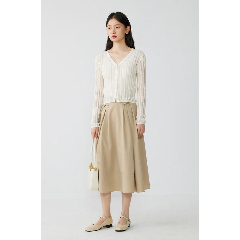 pleated a-line midi skirt, view 5 - MRSLM