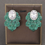zircon flower earrings, view 4 - MRSLM