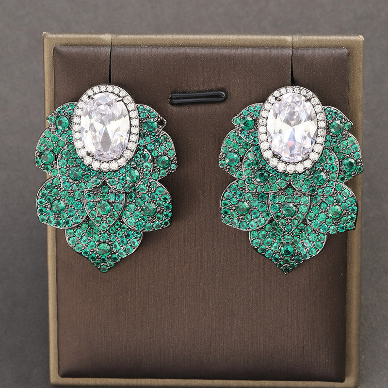 zircon flower earrings, view 4 - MRSLM