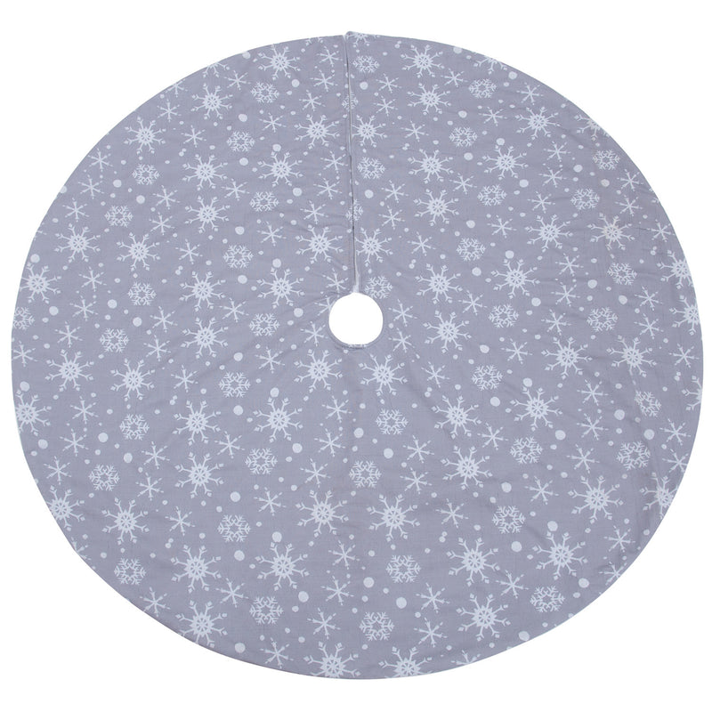 gray snowflake tree skirt, view 2 - MRSLM