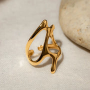 stainless steel irregular geometry gold ring - MRSLM