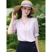 V-neck chiffon blouse, view 4 - MRSLM