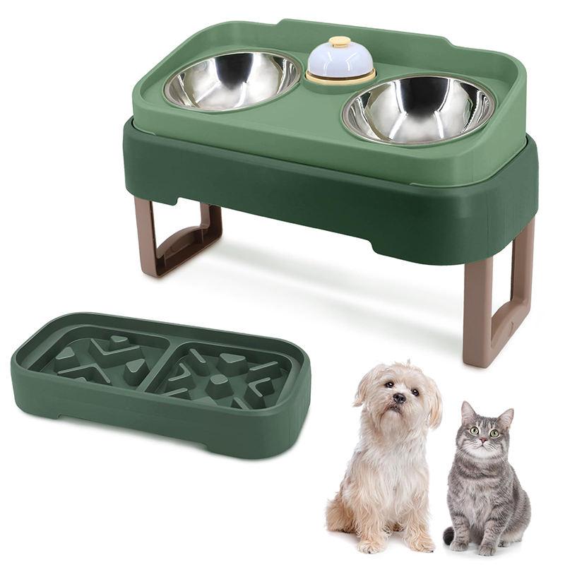 3-in-1 adjustable stainless steel elevated pet bowl set - MRSLM