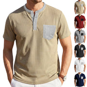 Men's color-block waffle-knit henley tee, view 2 - MRSLM