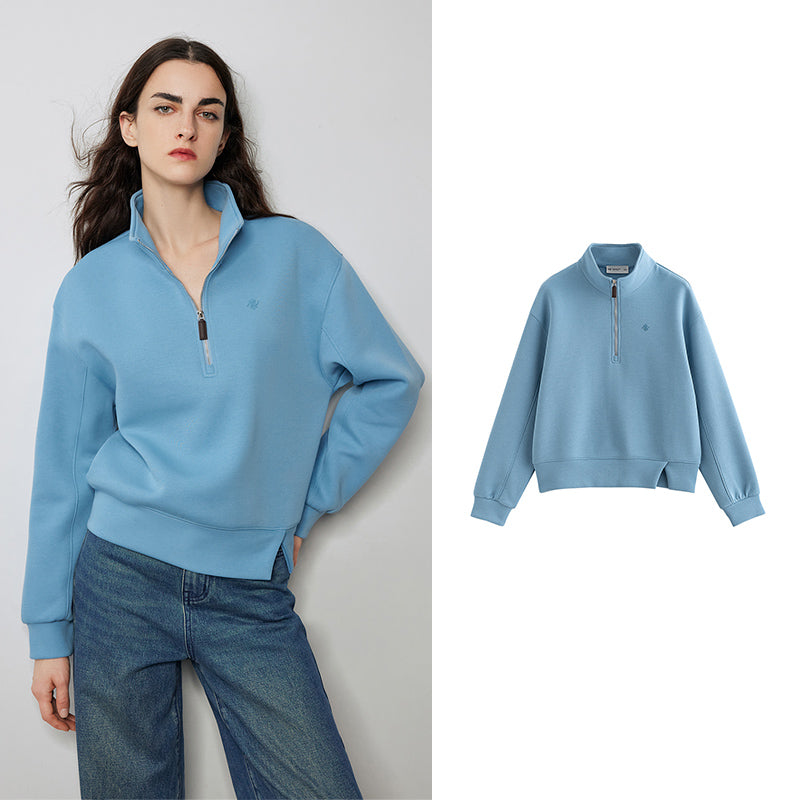 open slit zipper pullover sweatshirt, view 3 - MRSLM