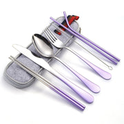 stainless steel knife, fork and spoon straw set, view 3 - MRSLM
