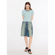 y2k gradient high waist baggy denim shorts, view 2 - MRSLM