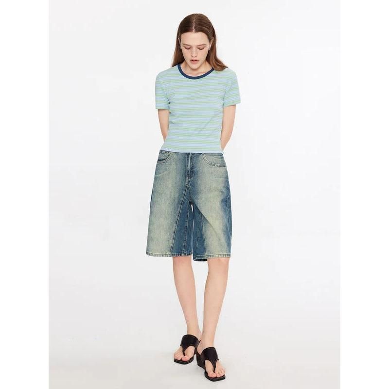 y2k gradient high waist baggy denim shorts, view 2 - MRSLM