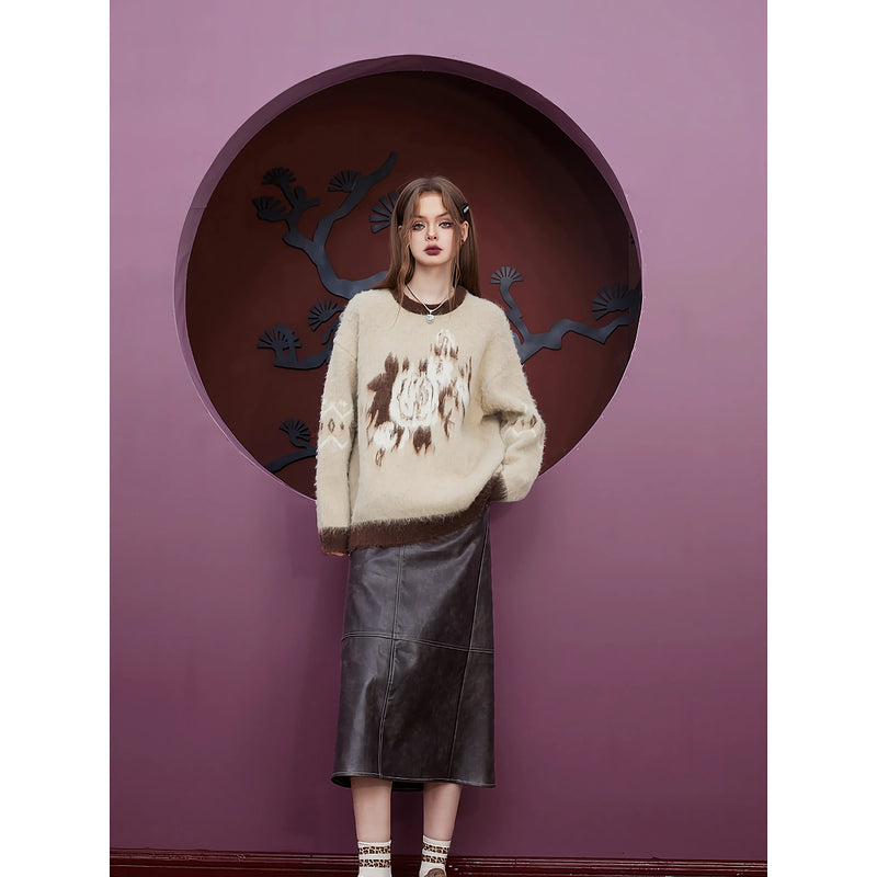 women's floral knit sweater, view 8 - MRSLM