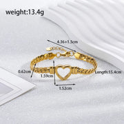 love heart cuban chain bracelet, view 8 - MRSLM