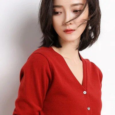 Chic V-Neck Single Breasted Cardigan